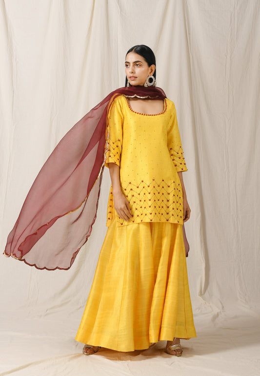 Sunshine Yellow Kurta Sharara Set