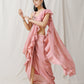 Onion Pink Ruffle Saree