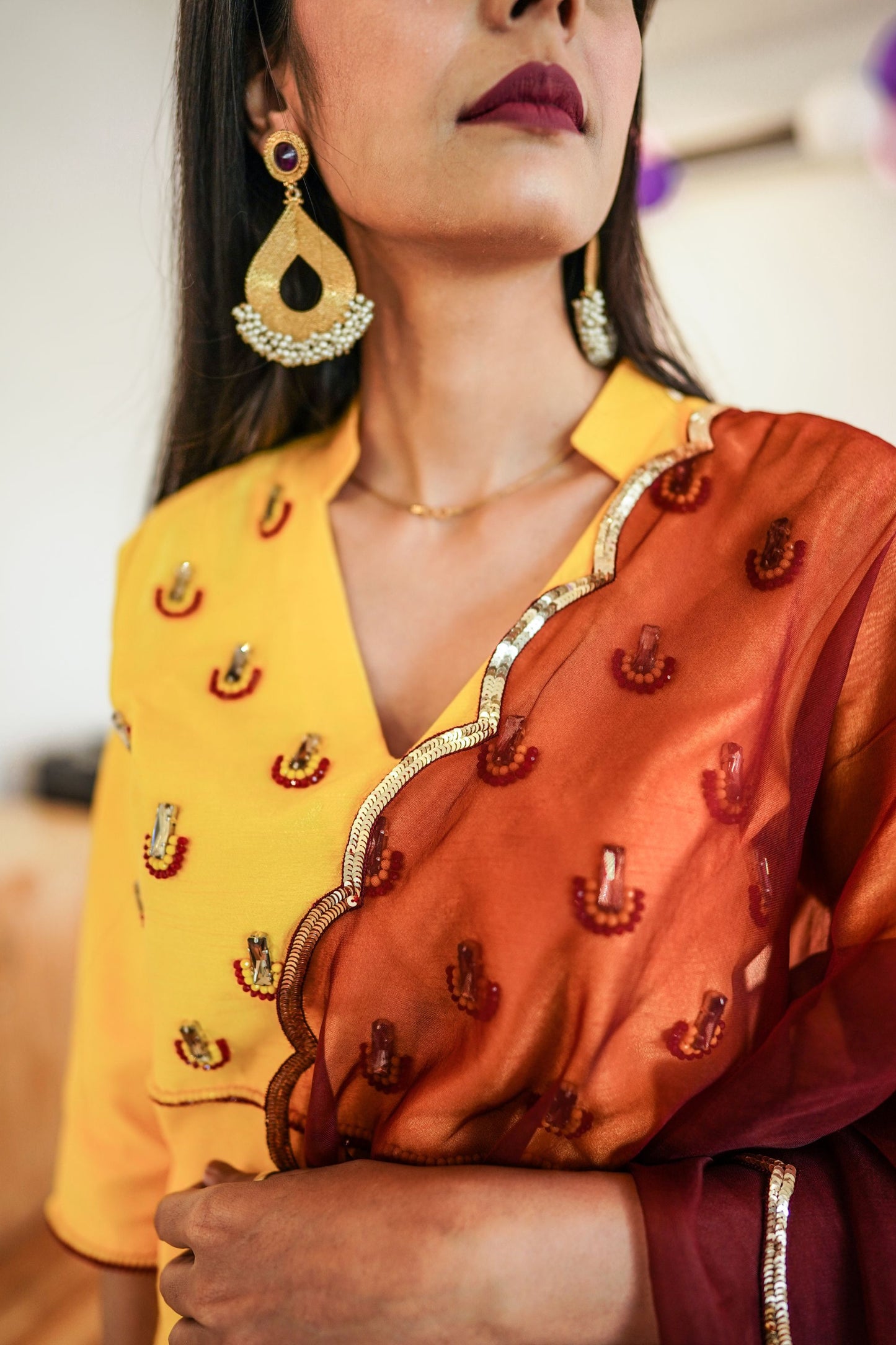 Yellow Draped Pant Set