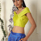 Blue Lehenga with Lime Criss Cross Top