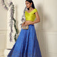 Blue Lehenga with Lime Criss Cross Top