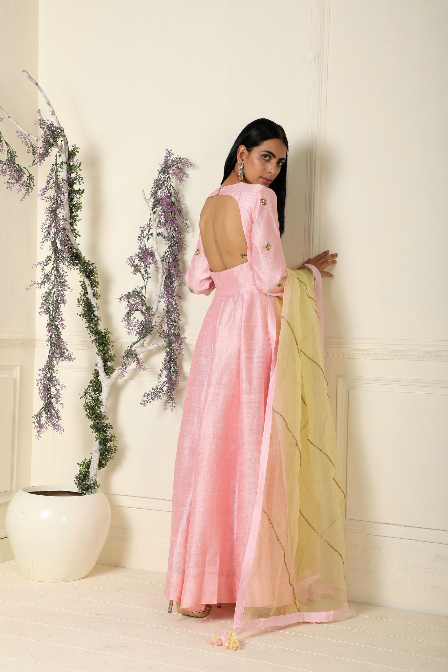 Baby Pink Anarkali Set(ready to dispatch)