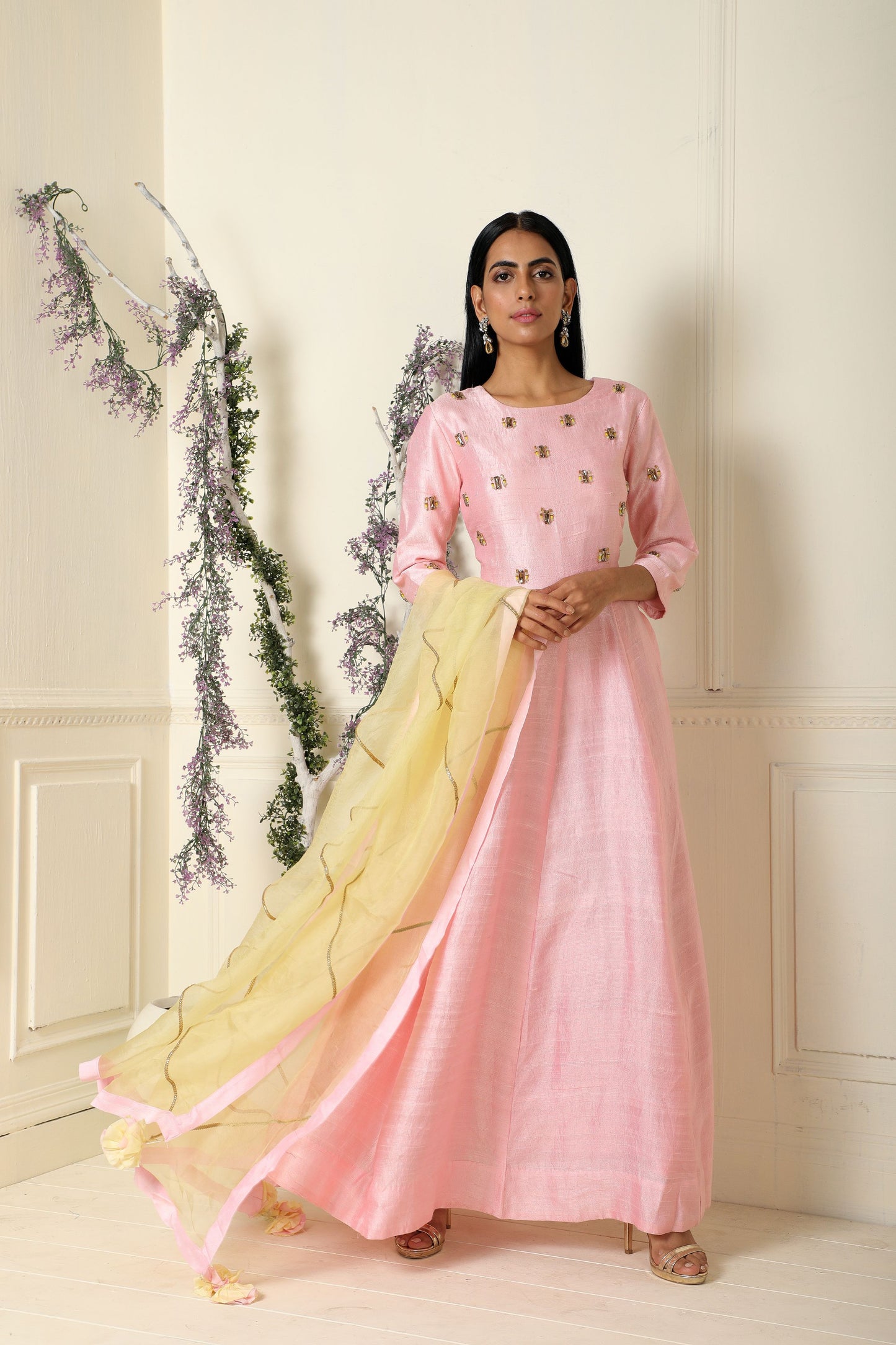 Baby Pink Anarkali Set(ready to dispatch)