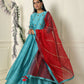 Teal Anarkali Set