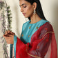 Teal Anarkali Set