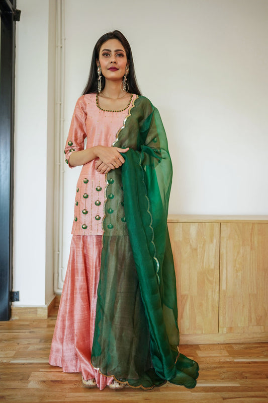 Onion Pink Sharara Set