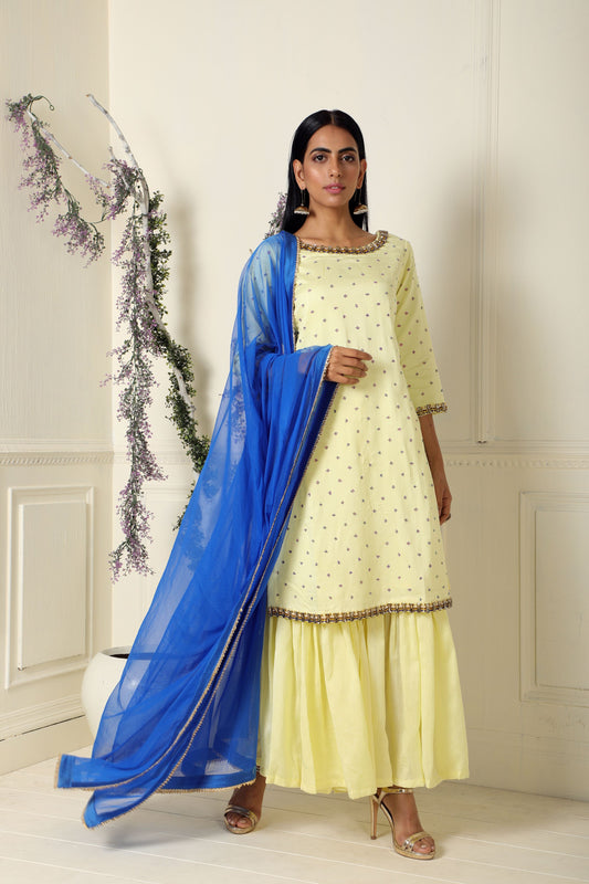Lemon Yellow Kurta Garara Set(ready to ship)