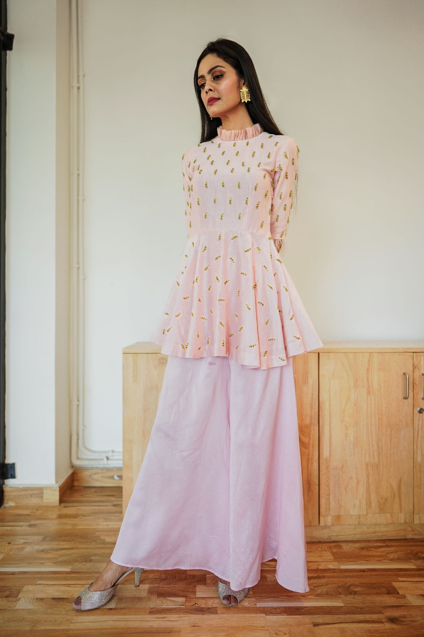 Baby Pink Peplum Tunic Set