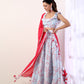 Sky Blue Ruffle top with lehenga(set of 3)