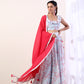 Sky Blue Ruffle top with lehenga(set of 3)