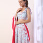 Sky Blue Ruffle top with lehenga(set of 3)