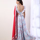 Sky Blue Ruffle top with lehenga(set of 3)