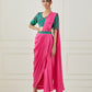 Fuchsia draped saree (Sleeves blouse)
