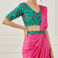 Fuchsia draped saree (Sleeves blouse)