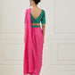 Fuchsia draped saree (Sleeves blouse)