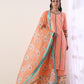 Coral Kurta set with organza dupatta(set of 3)
