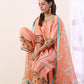 Coral Kurta set with organza dupatta(set of 3)
