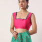 Green Printed organza saree(set of 2)