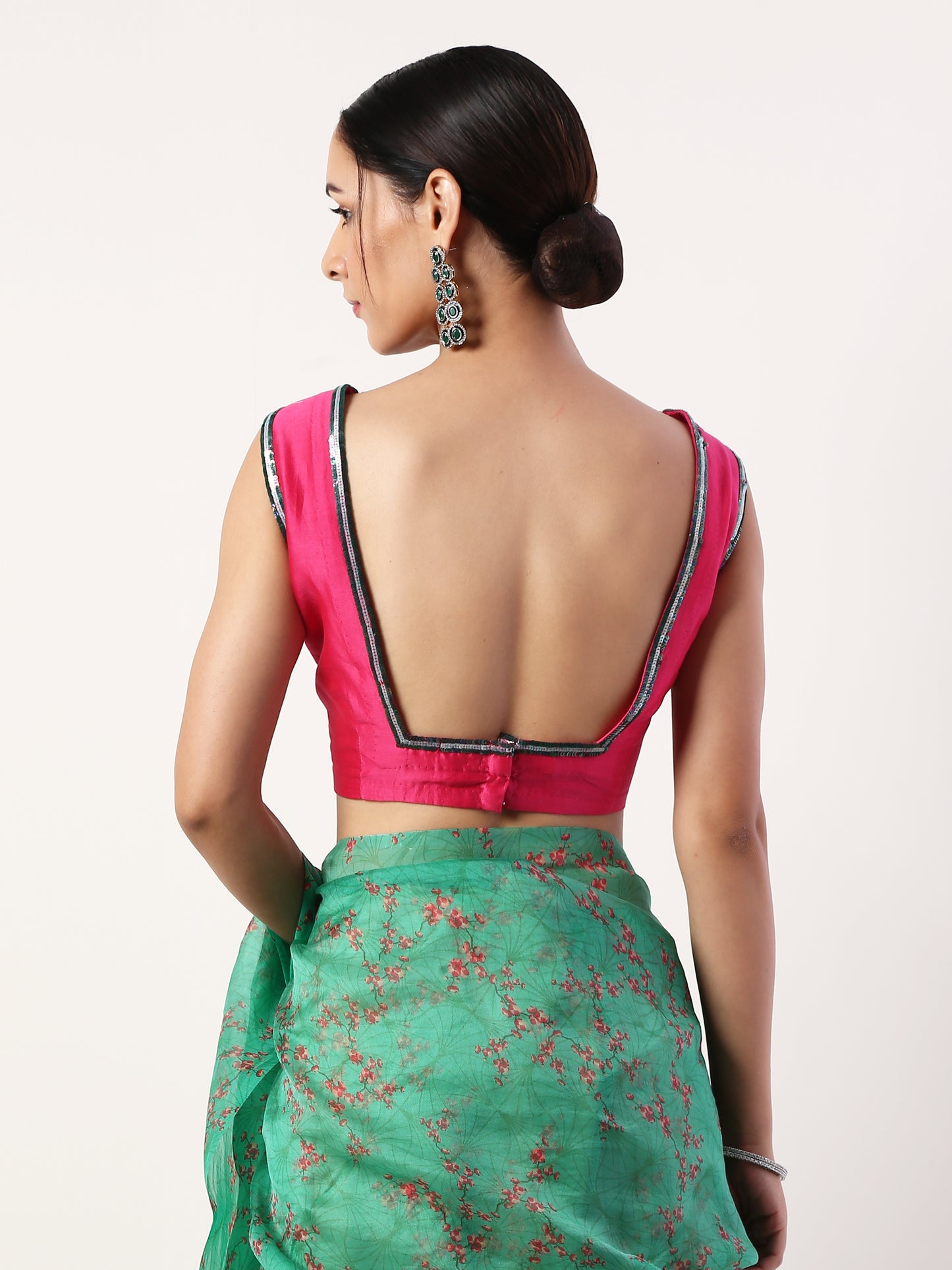 Green Printed organza saree(set of 2)