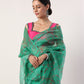 Green Printed organza saree(set of 2)