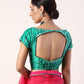 Solid Fuchsia embroidered organza saree (set of 2)