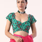 Solid Fuschia embroidered organza saree (set of 2)