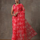 Printed Fuchsia Saree with Monotone Blouse (Set of 2)