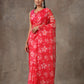 Printed Fuchsia Saree with Monotone Blouse (Set of 2)