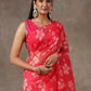Printed Fuchsia Saree with Monotone Blouse (Set of 2)