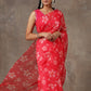 Printed Fuchsia Saree with Monotone Blouse (Set of 2)