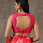 Printed Fuchsia Saree with Monotone Blouse (Set of 2)