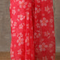Printed Fuchsia Saree with Monotone Blouse (Set of 2)