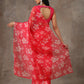 Printed Fuchsia Saree with Monotone Blouse (Set of 2)