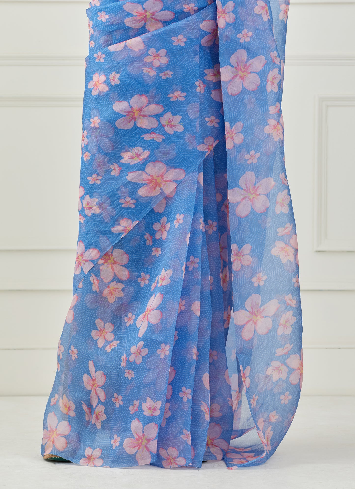 Moon Blue organza saree (unstitched blouse)