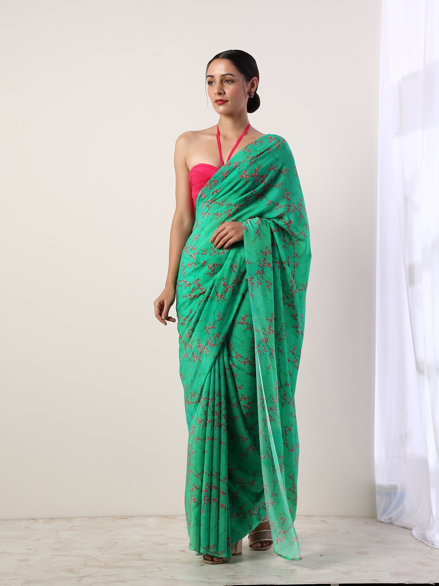 Green Crepe Saree(set of 2)