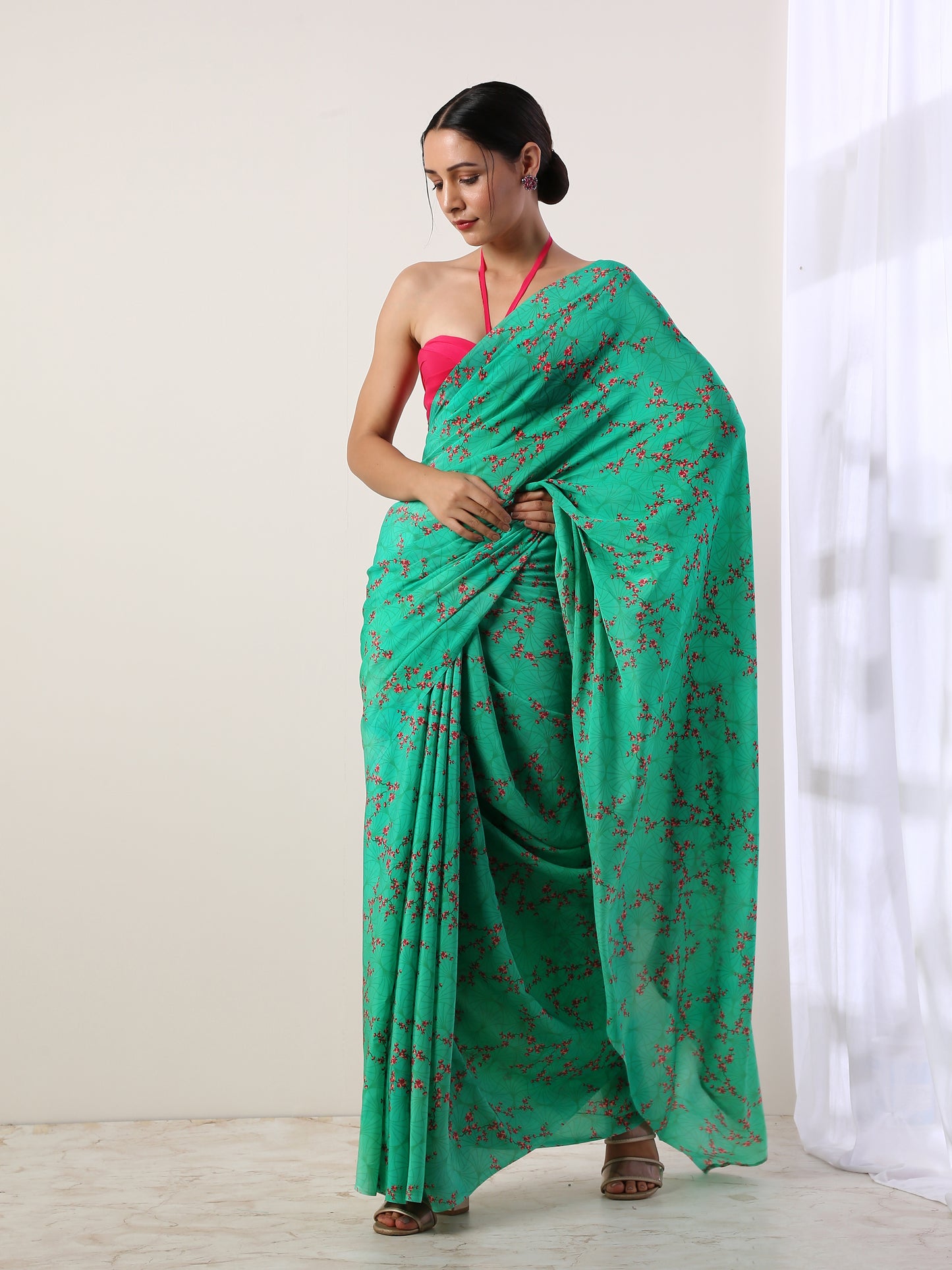 Green Crepe Saree(set of 2)