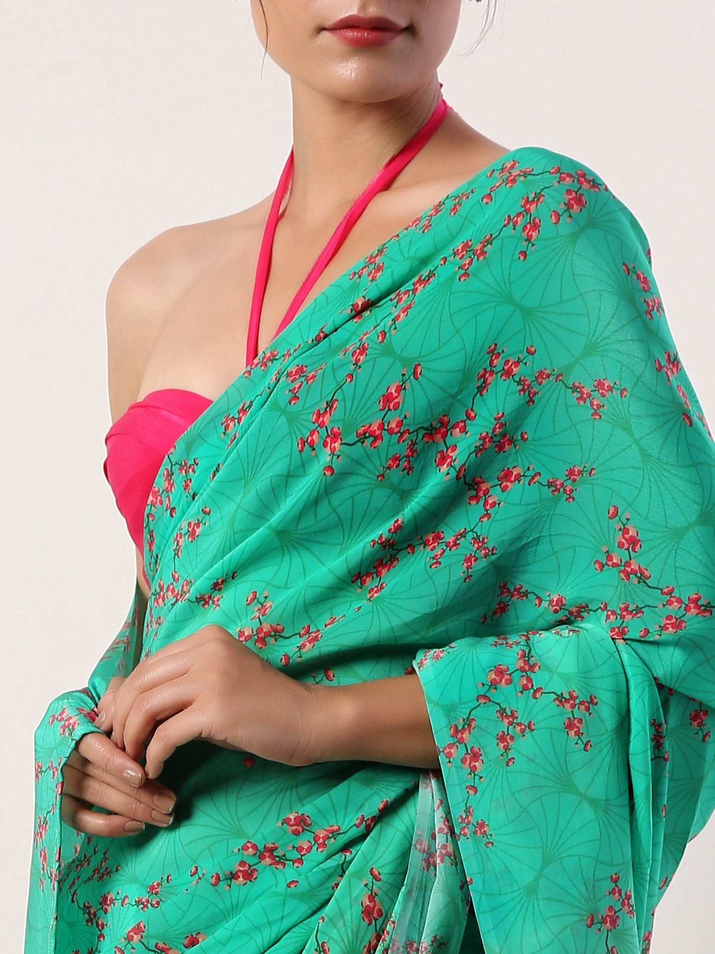 Green Crepe Saree(set of 2)