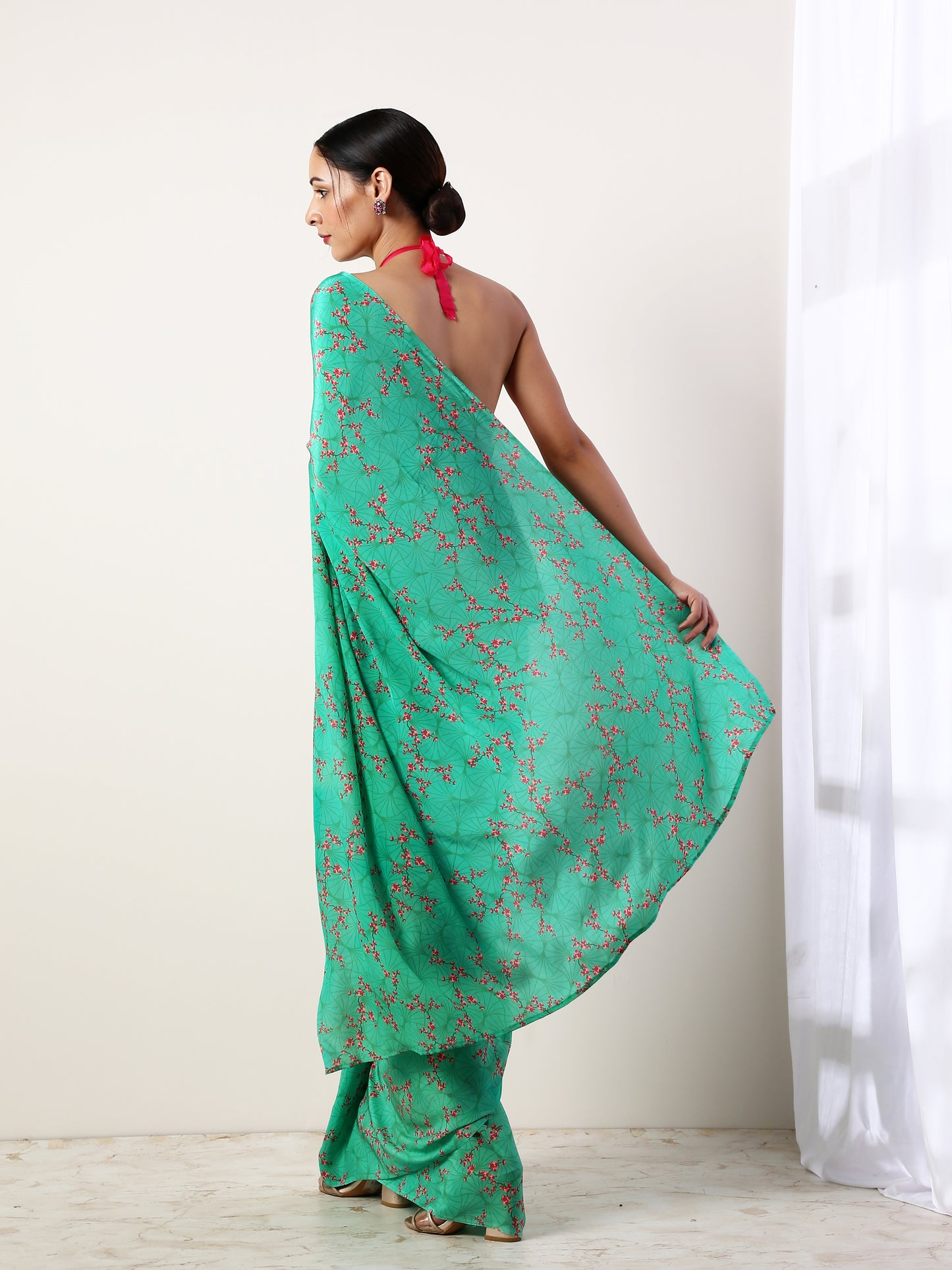 Green Crepe Saree(set of 2)