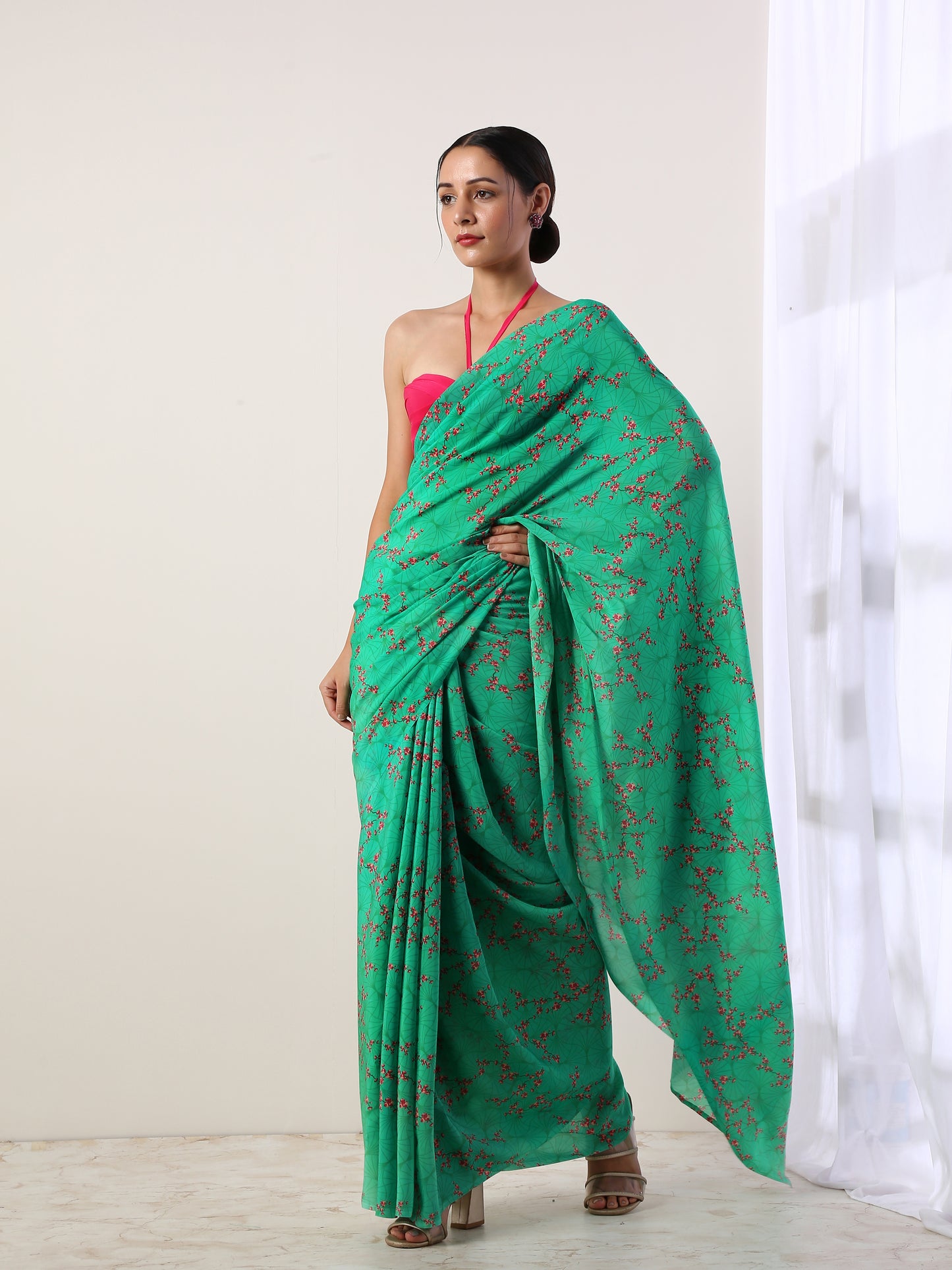 Green Crepe Saree(set of 2)