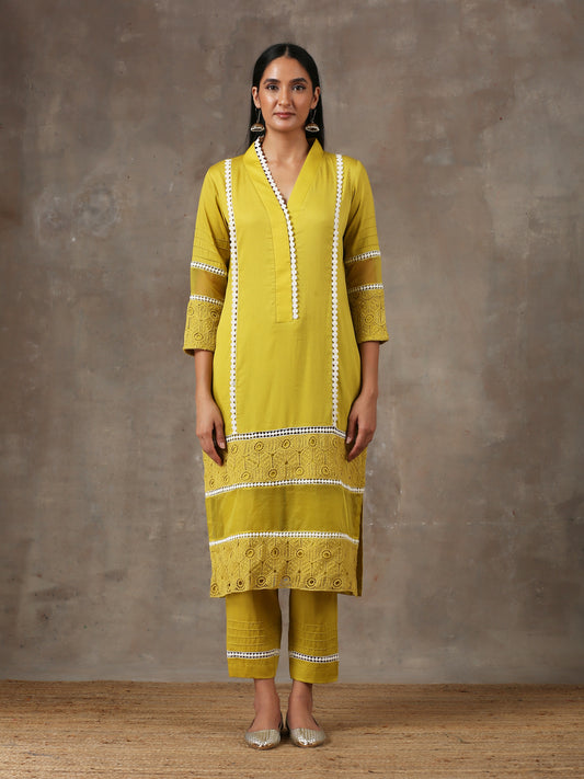 Mustard gold kurta set
