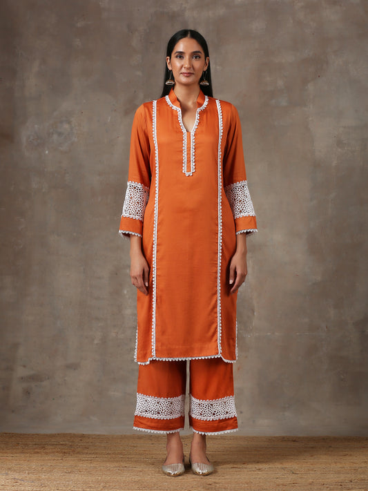 Rust kurta set (Set of 2)