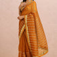 Rust Saree With Sleeves Blouse