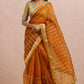 Rust Saree With Sleeves Blouse