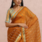 Rust Saree With Sleeves Blouse