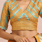 Rust Saree With Sleeves Blouse