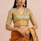 Rust Saree With Sleeves Blouse