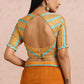 Rust Saree With Sleeves Blouse