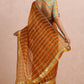 Rust Saree With Sleeves Blouse