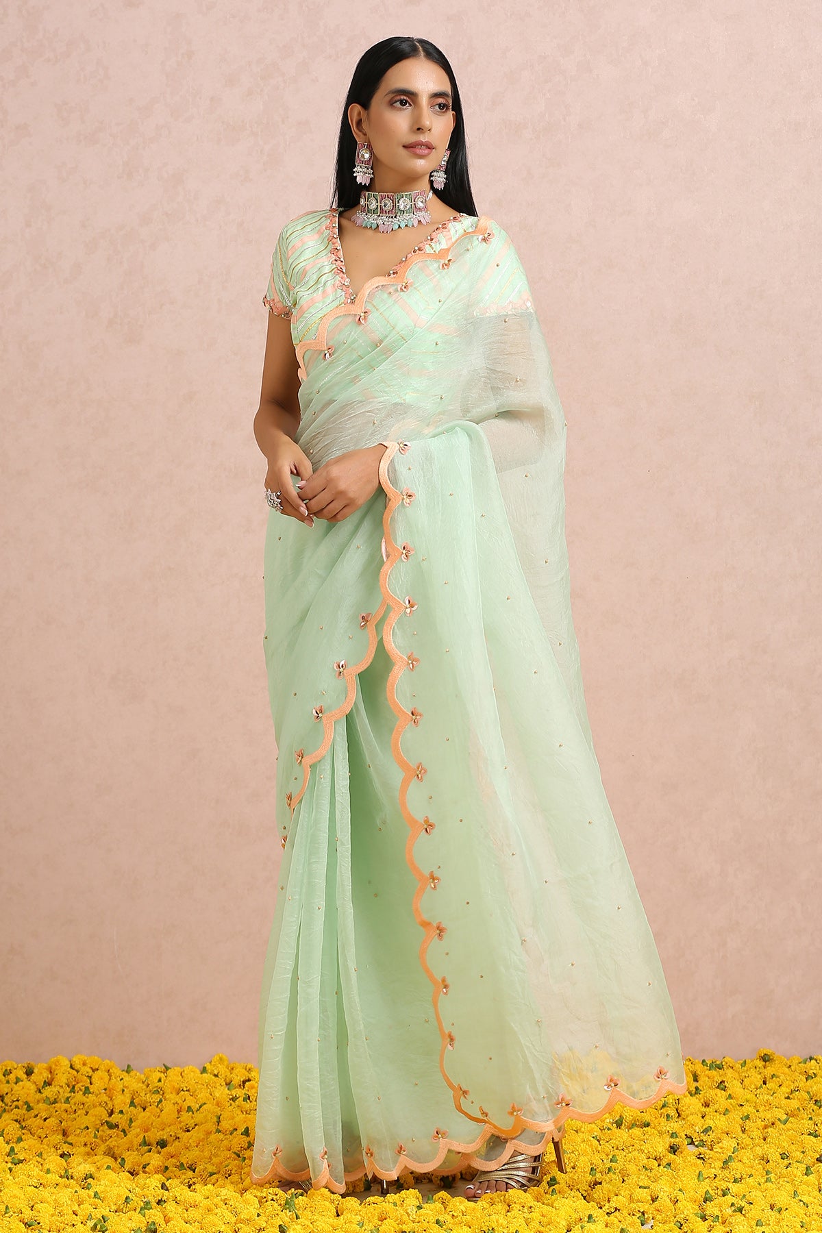 Mint Green Saree Set