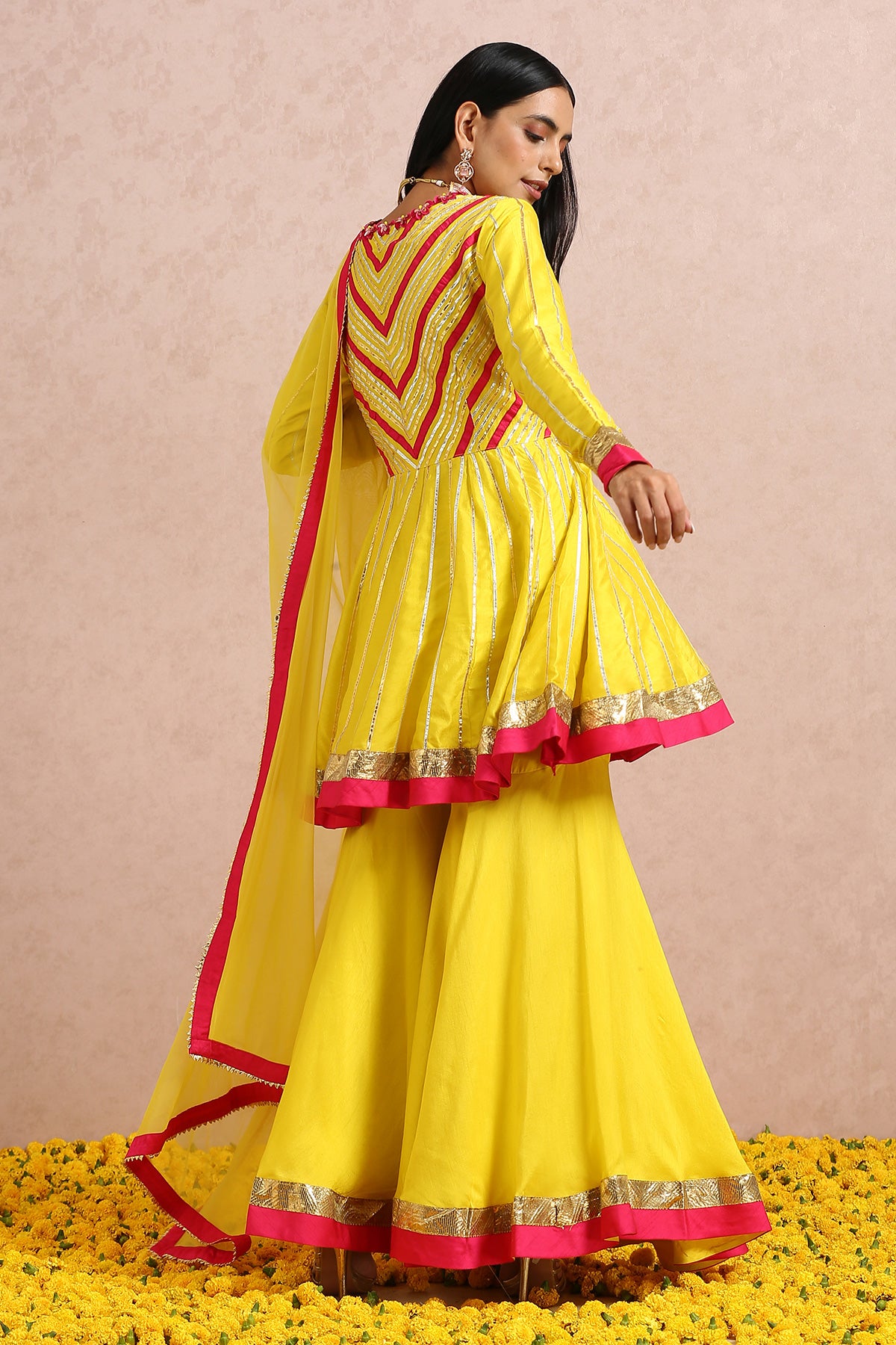 Lime Peplum Sharara Set